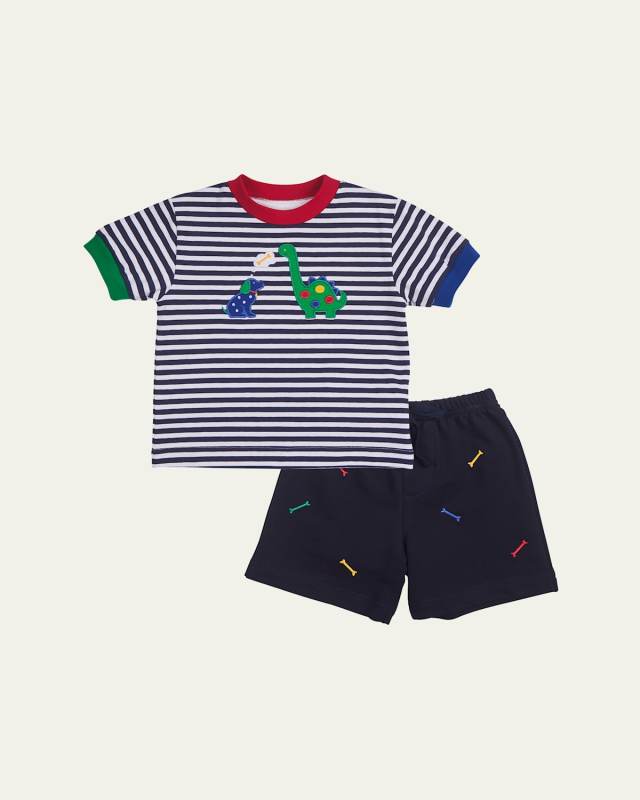 Boy's Dog & Dino T-Shirt and Shorts Set, Size 4T-3